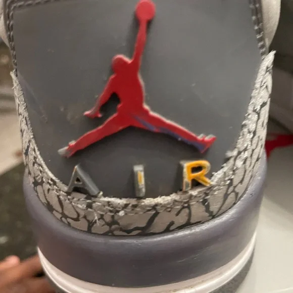 Jordan Gray and Orange Athletic Shoes with Classic Design